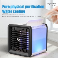 Ventilator de masa cu functie de umidificare si lumini colorate, Mini Air Cooler, cu USB, HS105